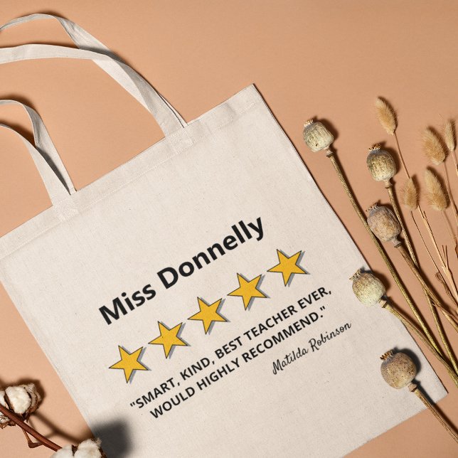 Teacher 5 Star Rating | School Teacher Gift Tote Bag (Creator Uploaded)