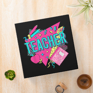Teacher 90s Retro Colourful Teacher Back To School Binder
