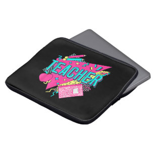 Teacher 90s Retro Colourful Teacher Back To School Laptop Sleeve