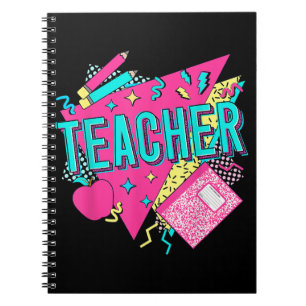 Teacher 90s Retro Colourful Teacher Back To School Notebook