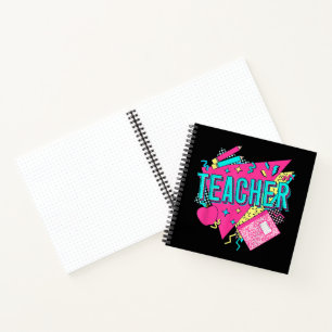 Teacher 90s Retro Colourful Teacher Back To School Notebook