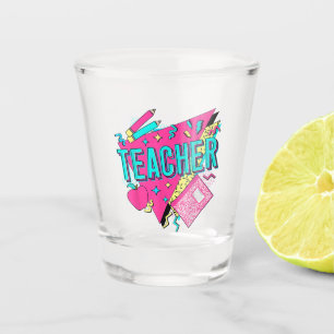 Teacher 90s Retro Colourful Teacher Back To School Shot Glass