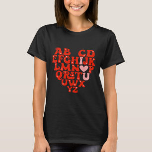 Teacher Abc Alphabet I Love You Heart Valentines D T-Shirt