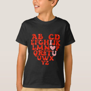 Teacher Abc Alphabet I Love You Heart Valentines D T-Shirt