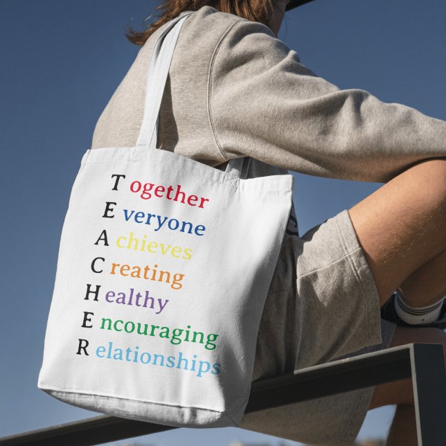 Teacher Acronym Fun Teacher Appreciation Tote Bag (Creator Uploaded)