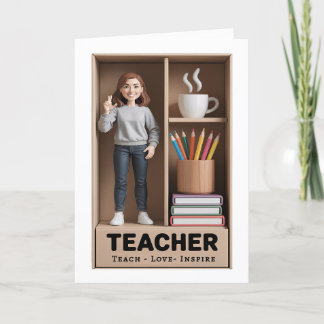 Teacher Action Figure AI Boxed Doll Style Thank You Card