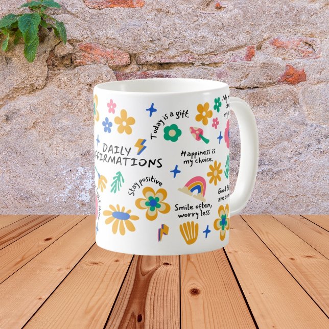 Teacher Affirmation Gift, Retro Groovy Floral Coffee Mug (Creator Uploaded)