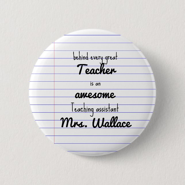 teacher aid tote bag teaching assistant TA 2 Inch Round Button (Front)