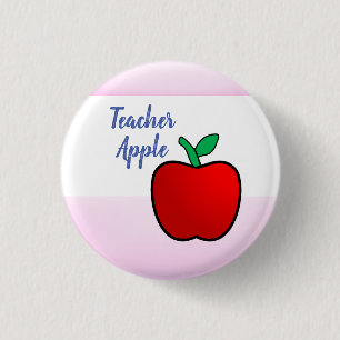 Teacher Apple Badge 1 Inch Round Button