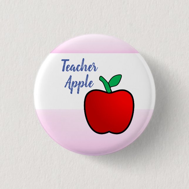 Teacher Apple Badge 1 Inch Round Button (Front)