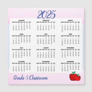 Teacher Apple Calendar 2025 Carte magnétique