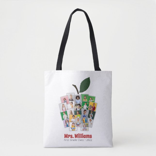 Teacher Apple Collage Teacher's Gift 22 Photos Tote Bag (Front)