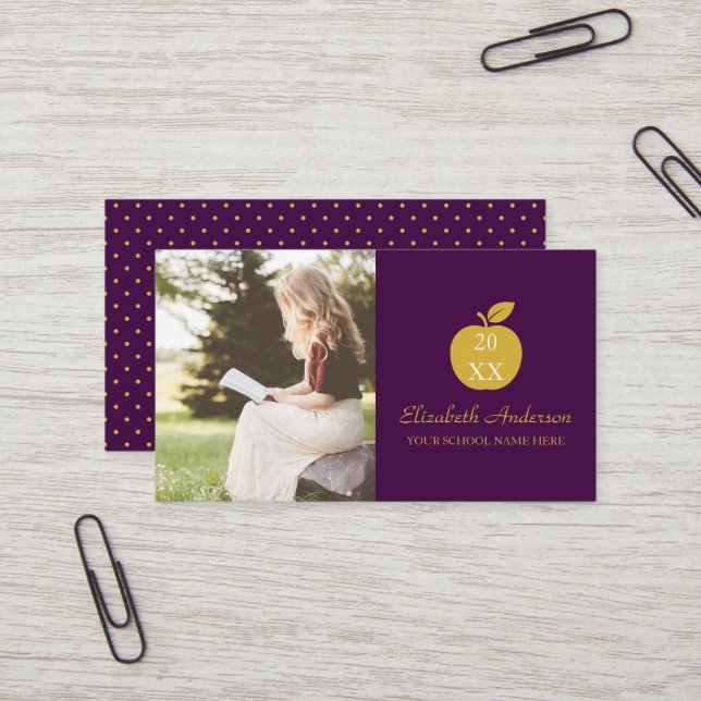 Teacher Apple Graduation Name Card (Front/Back In Situ)