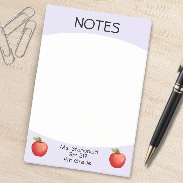 Teacher Apple Student Class Elementary School Post-it Notes (light purple and white teacher apple sticky notes)