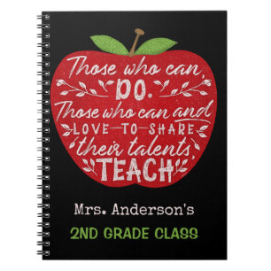 Teacher Apple Those Who Can Teach Quote Custom Notebook