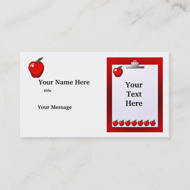 Teacher Apples Clipboard Business Card (Front)