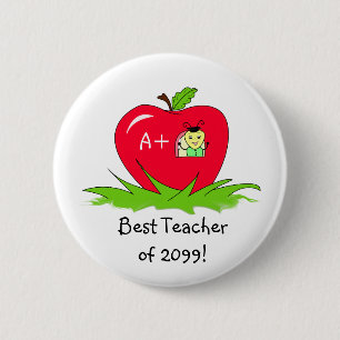 Teacher Appreciation Apple For Best Teacher 2 Inch Round Button