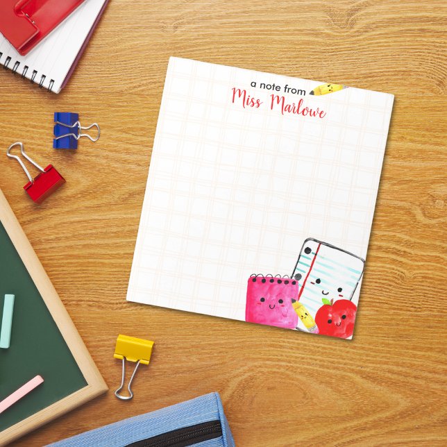 Teacher Appreciation Apple Pencil Paper Chequered Notepad (Teacher Appreciation Apple Pencil Paper Checkered Personalized Notepad)