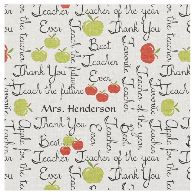 Teacher Appreciation Apples Fabric (Close Up)