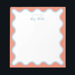 Teacher Appreciation Blue peach Wavy Notepad<br><div class="desc">Perfect gift for teachers,  featuring blue and peach wavy border.
For more advanced customisation of this design,  e.g. changing layout,  font or text size please click the "CUSTOMIZE" button above. Please contact me for any questions!</div>