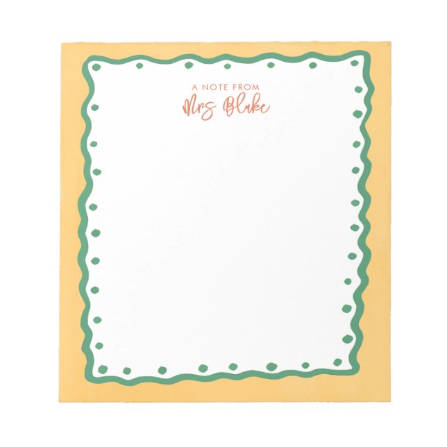 Teacher Appreciation Bold Color Border Notepad (Front)