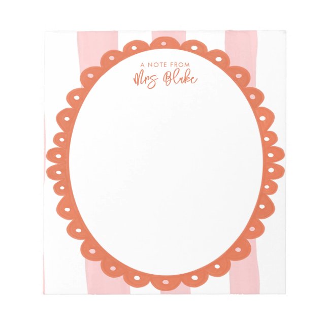 Teacher Appreciation Bold Colour Border Notepad (Front)