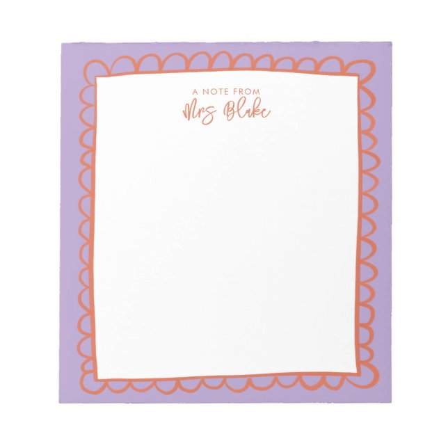 Teacher Appreciation Bold Colour Border Notepad (Front)