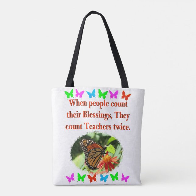 TEACHER APPRECIATION BUTTERFLY DESIGN TOTE BAG (Back)