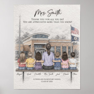 Teacher Appreciation Class Graphite Portrait Poste Poster