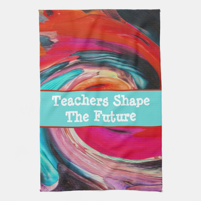 Teacher Appreciation Class Vivid Swirled Tie Dye Kitchen Towel (Vertical)