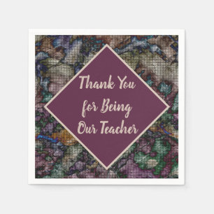 Teacher Appreciation Colourful Mosaic Thank You Napkin