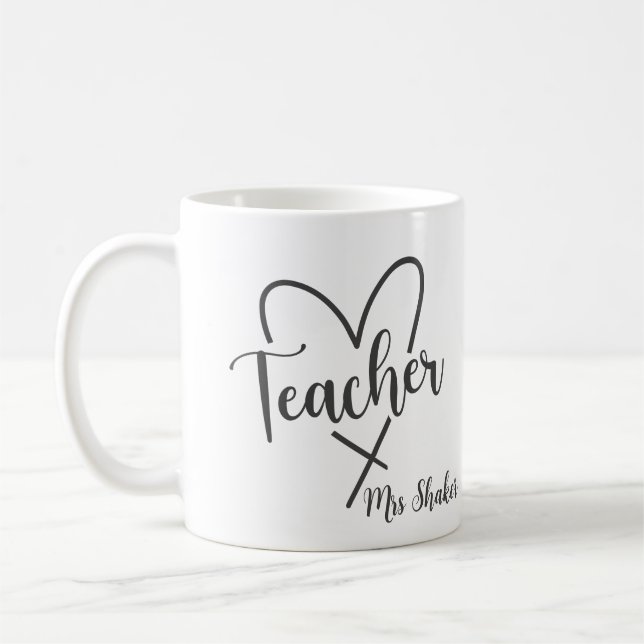 Teacher Appreciation Custom Name Thank You Coffee Mug (Left)