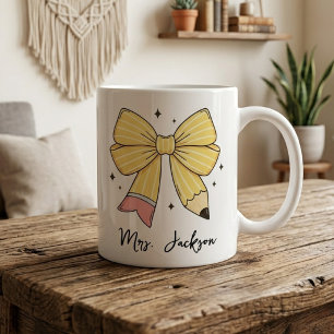 Teacher Appreciation   Custom Pencil Bow Teacher Coffee Mug