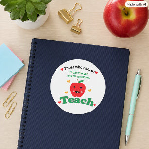 Teacher Appreciation Cute Apple Thank You Design   Classic Round Sticker