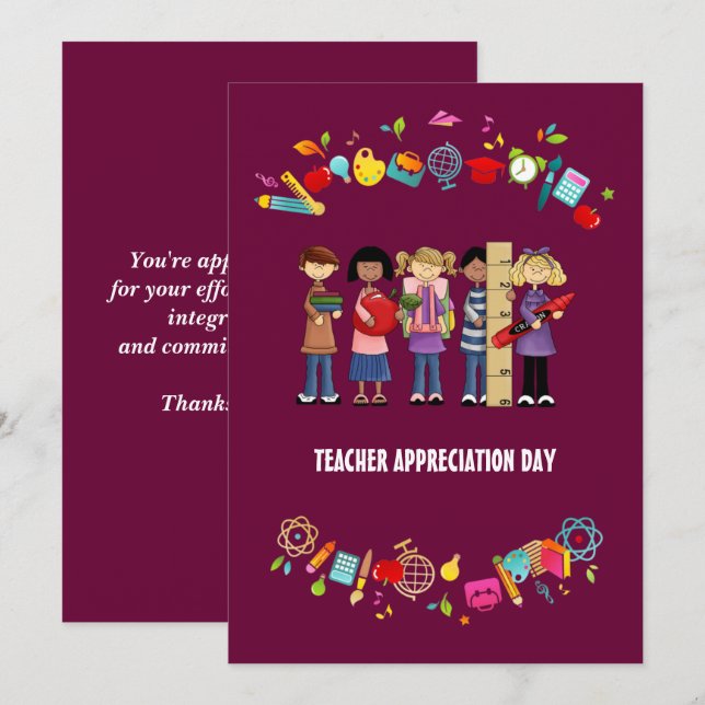 Teacher Appreciation Day. Custom Flat Card (Front/Back)