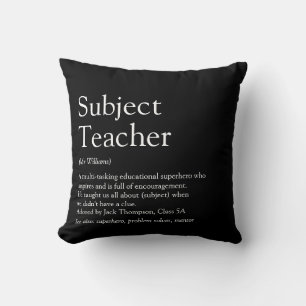 Teacher Appreciation Definition Black and White Throw Pillow