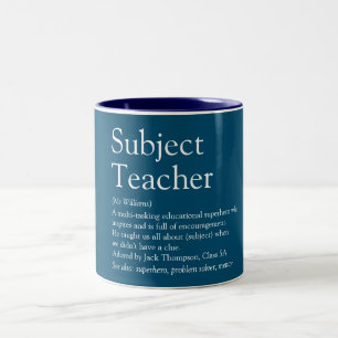 Teacher Appreciation Definition Fun Blue Two-Tone Coffee Mug