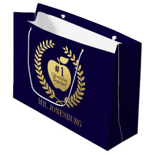 Teacher Appreciation Faux Gold Custom Name Large Gift Bag