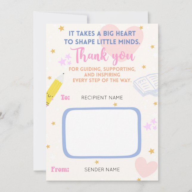 Teacher Appreciation Gift Card Holder for Teacher (Front)