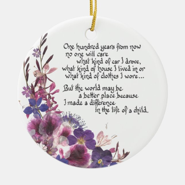 Teacher Appreciation Gift Ceramic Ornament (Front)