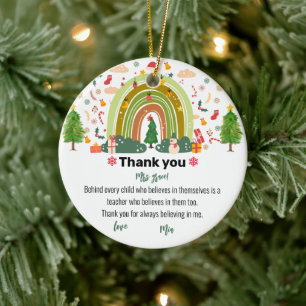 Teacher Appreciation Gift Christmas Keepsake Ceramic Ornament