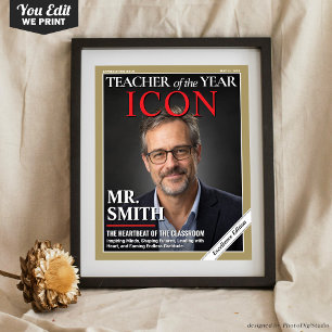 Teacher Appreciation Gift, Custom Magazine Cover  Poster