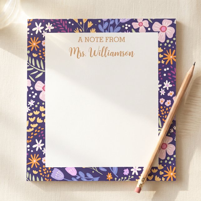Teacher Appreciation Gift Floral Personalized  Notepad (Creator Uploaded)