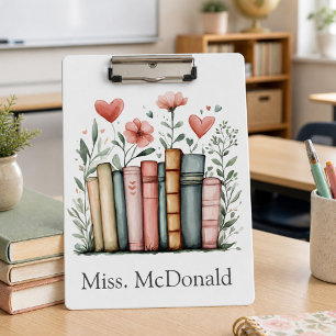 Teacher Appreciation Gift Flowers and Books  Clipboard