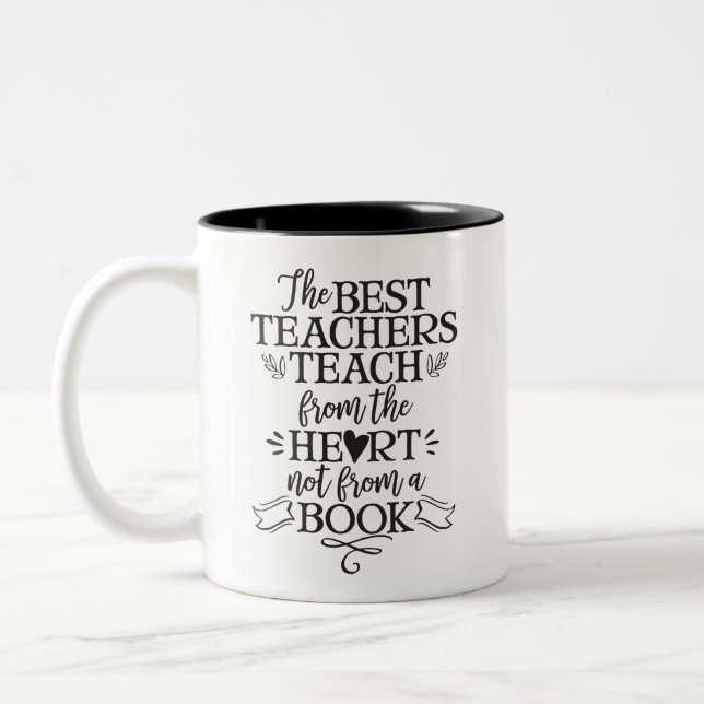 Teacher Appreciation Gift Teach Heart Thank You Two-Tone Coffee Mug (Left)