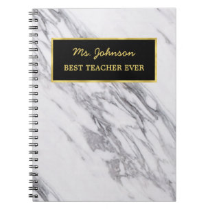 Teacher Appreciation Gift White Marble Texture Notebook