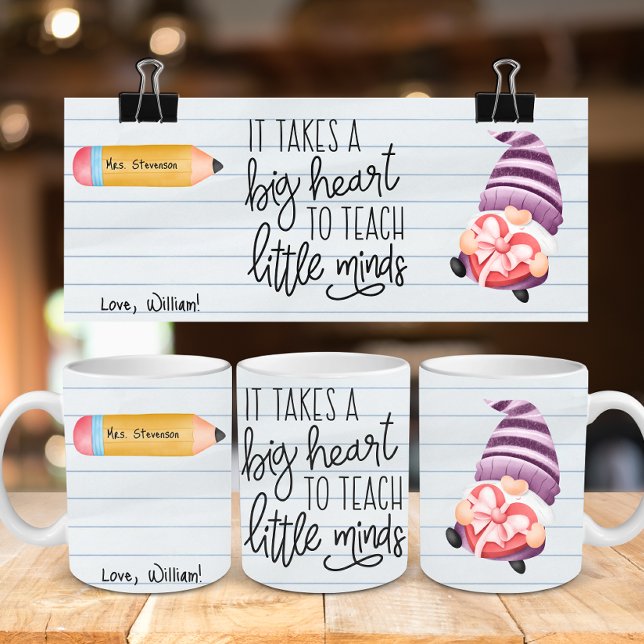 Teacher Appreciation Gnome With Heart Coffee Mug (Creator Uploaded)