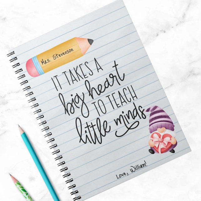 Teacher Appreciation Gnome With Heart Notebook (Creator Uploaded)