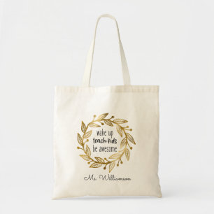 Teacher Appreciation Gold Teacher Personalized Tote Bag