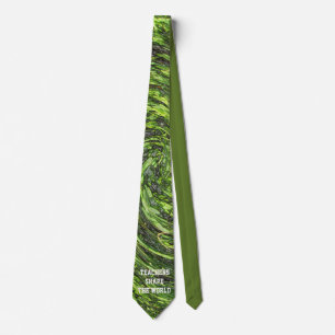 Teacher Appreciation Green Swirl Spiral Abstract Tie